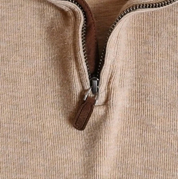 Polo Ralph Lauren Estate Rib Quarter Zip Pullover Cotton Beige Cream Mock Neck L - Picture 10 of 16